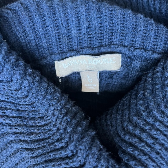 EUC Large Banana Republic Navy Funnel Neck Waffle Knit Convertible Swearer Shirt - Picture 3 of 3